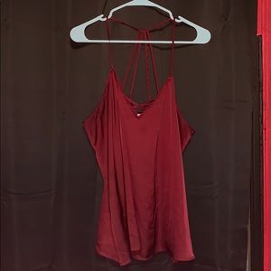 MAROON SATIN TANK